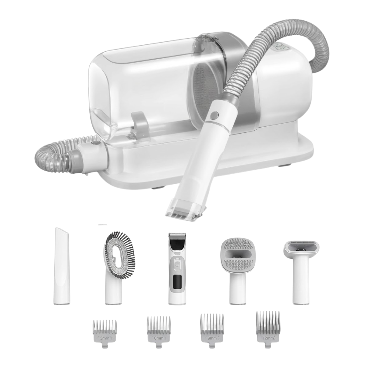 Pet Grooming Vacuum Kit with Electric Clipper and 2.3L Large Capacity Dust Cup