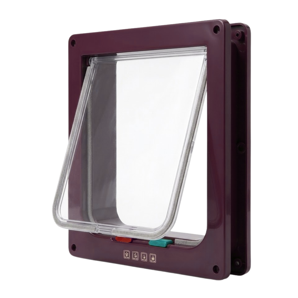 Cat Flap Door ABS Plastic 4 Way Locking Security Pet Gate for Dogs and Kittens