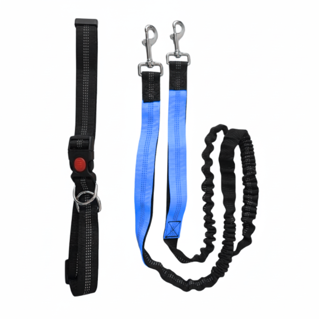 Hands Free Dog Leash Adjustable Waist Belt Reflective Bungee Leash Polyester Blend