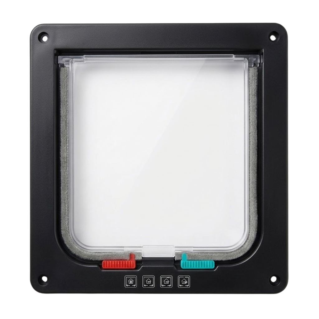 Cat Flap Door ABS Plastic 4 Way Locking Security Pet Gate for Dogs and Kittens