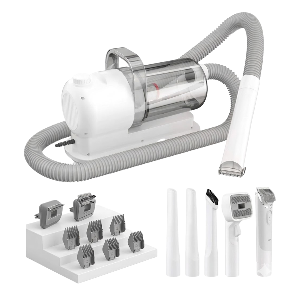 Pet Grooming Vacuum Kit with Dog Hair Clippers and 6 Professional Grooming Tools
