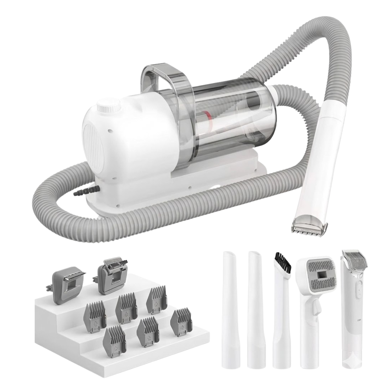 Pet Grooming Vacuum Kit with Dog Hair Clippers and 6 Professional Grooming Tools