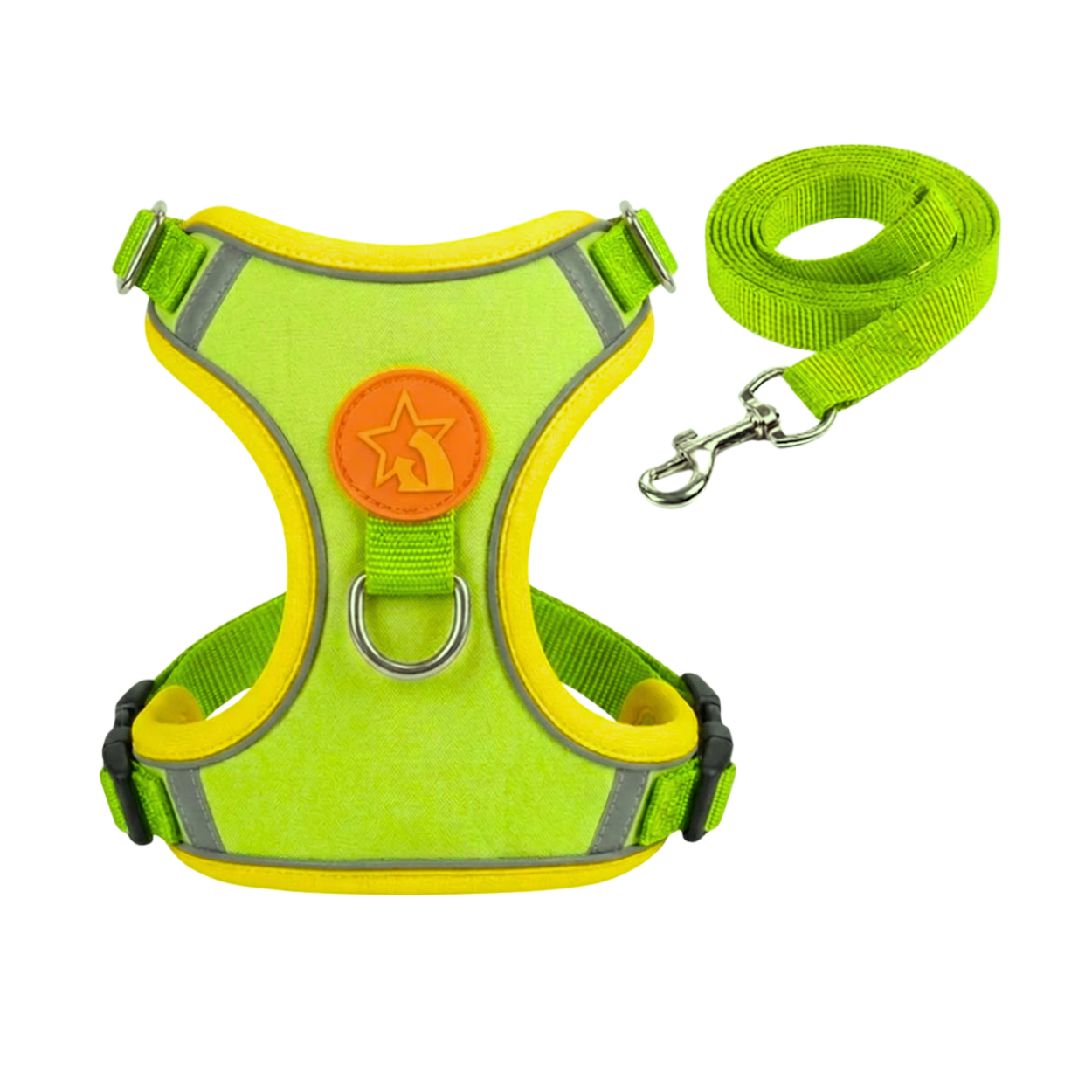 Reflective Nylon Dog Harness and Leash Set with Breathable Soft Mesh Lining
