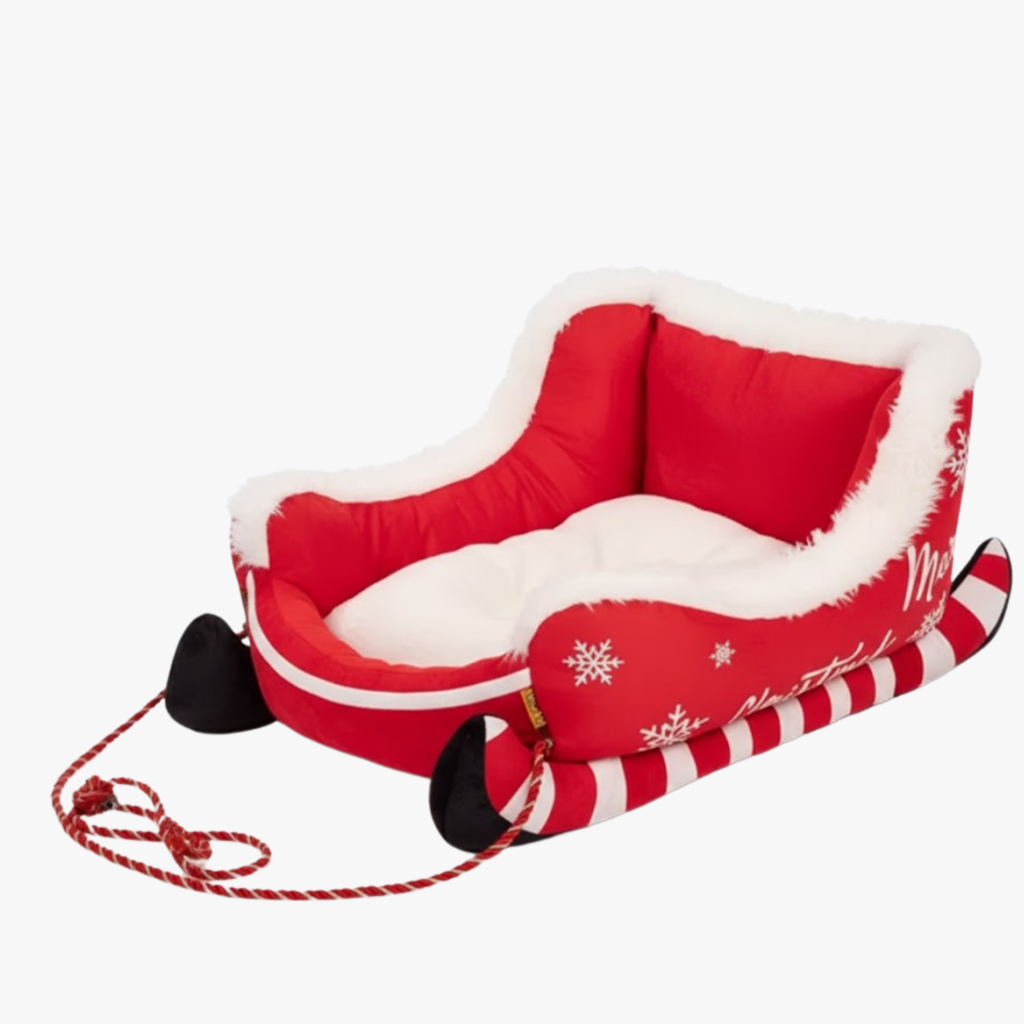 Christmas Sleigh Bed Removable Washable Plush Pet Nest