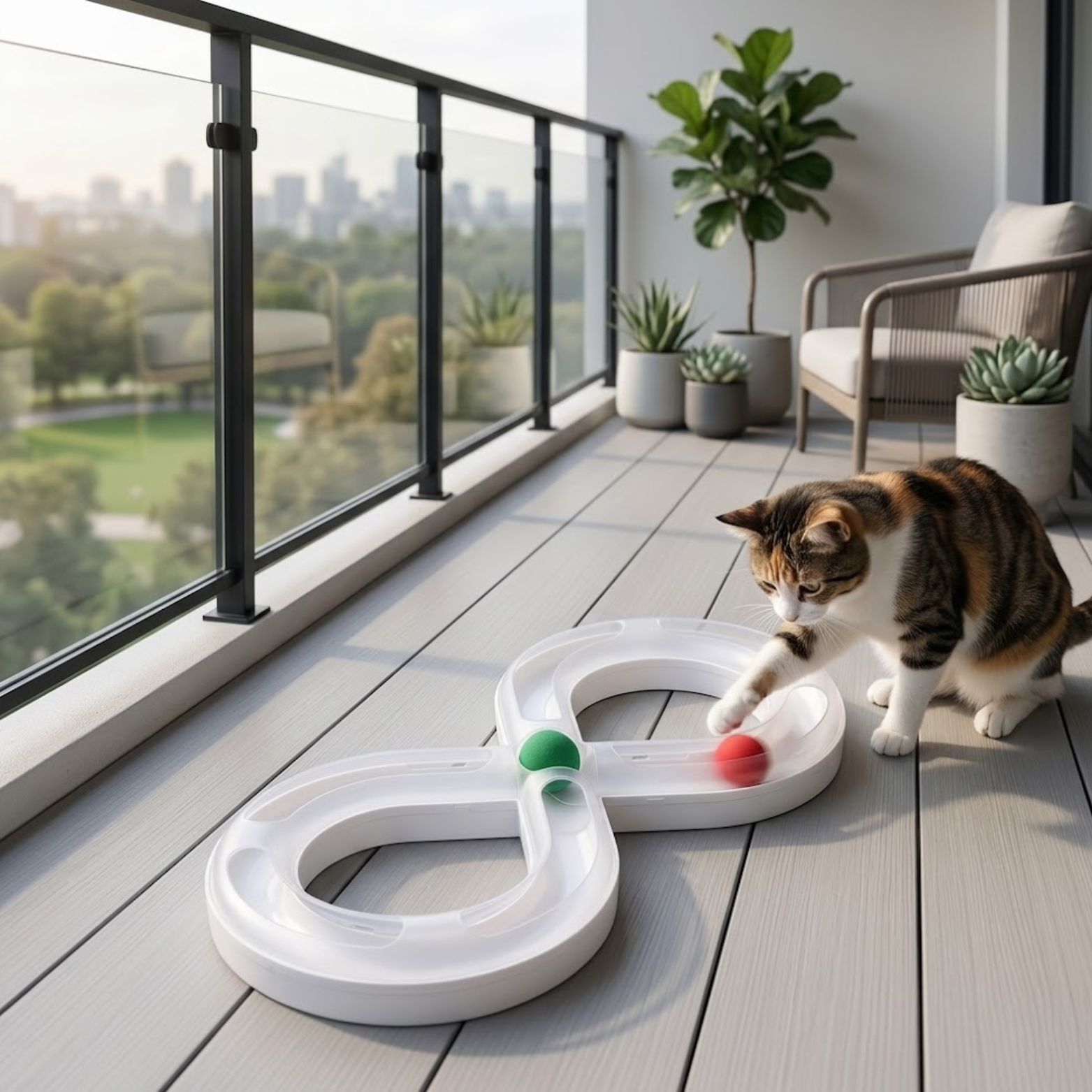 Interactive Cat Track Toy Plastic Turntable Roller with Moving Balls for Pet Training