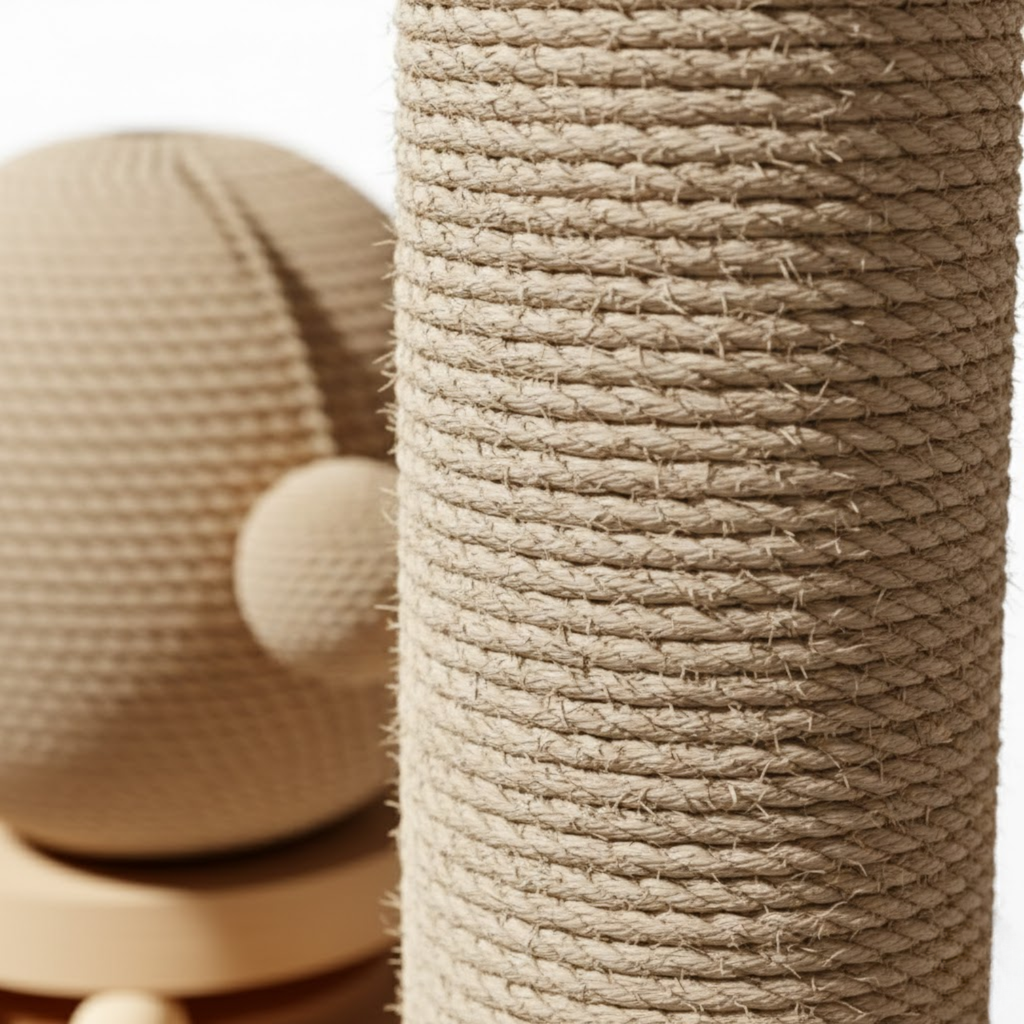 Coconut Tree Cat Scratching Post with Sisal Rope Solid Wood Base and Hanging Balls