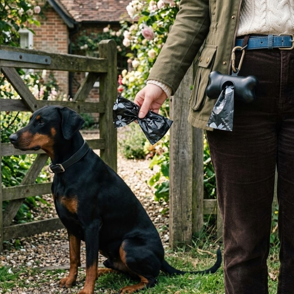 Leak-proof Dog Poop Bags with Bone Dispenser for Pet Waste Cleaning
