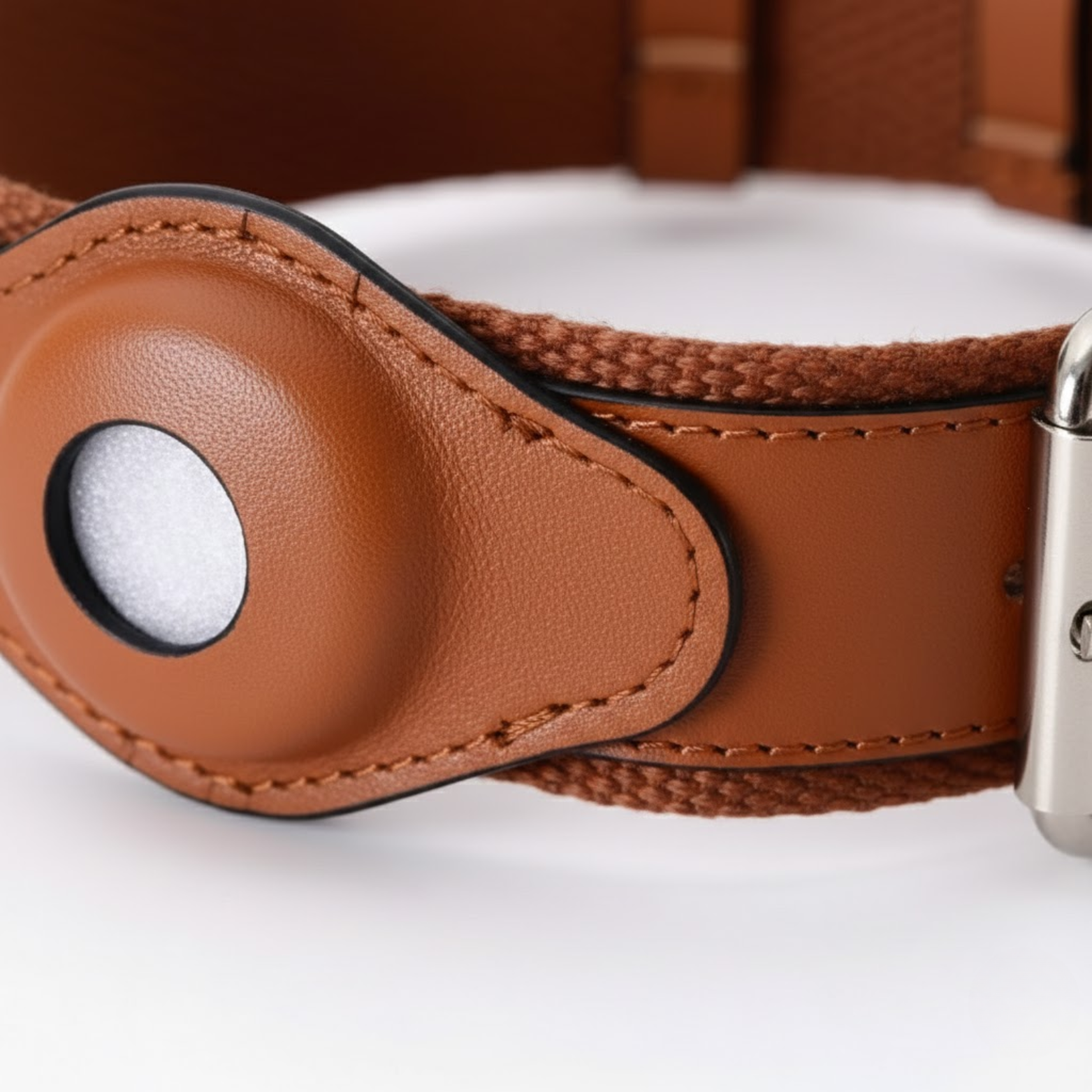 Leather Dog Collar for Airtag Integrated Tracker Holder Pet Supplies with Buckle