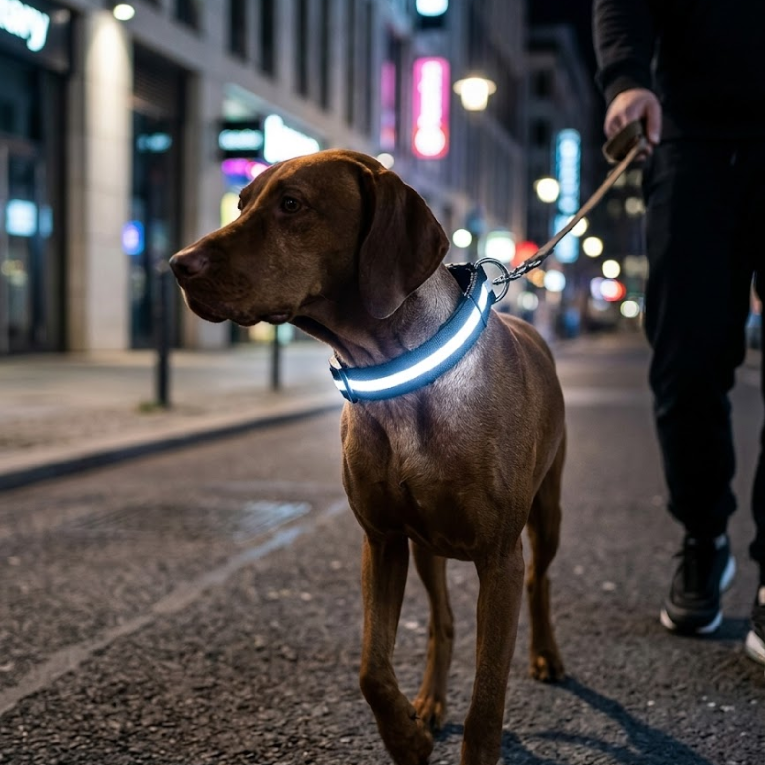 LED Dog Collar Nylon Rechargeable Glow in the Dark Night Safety Flashing Light