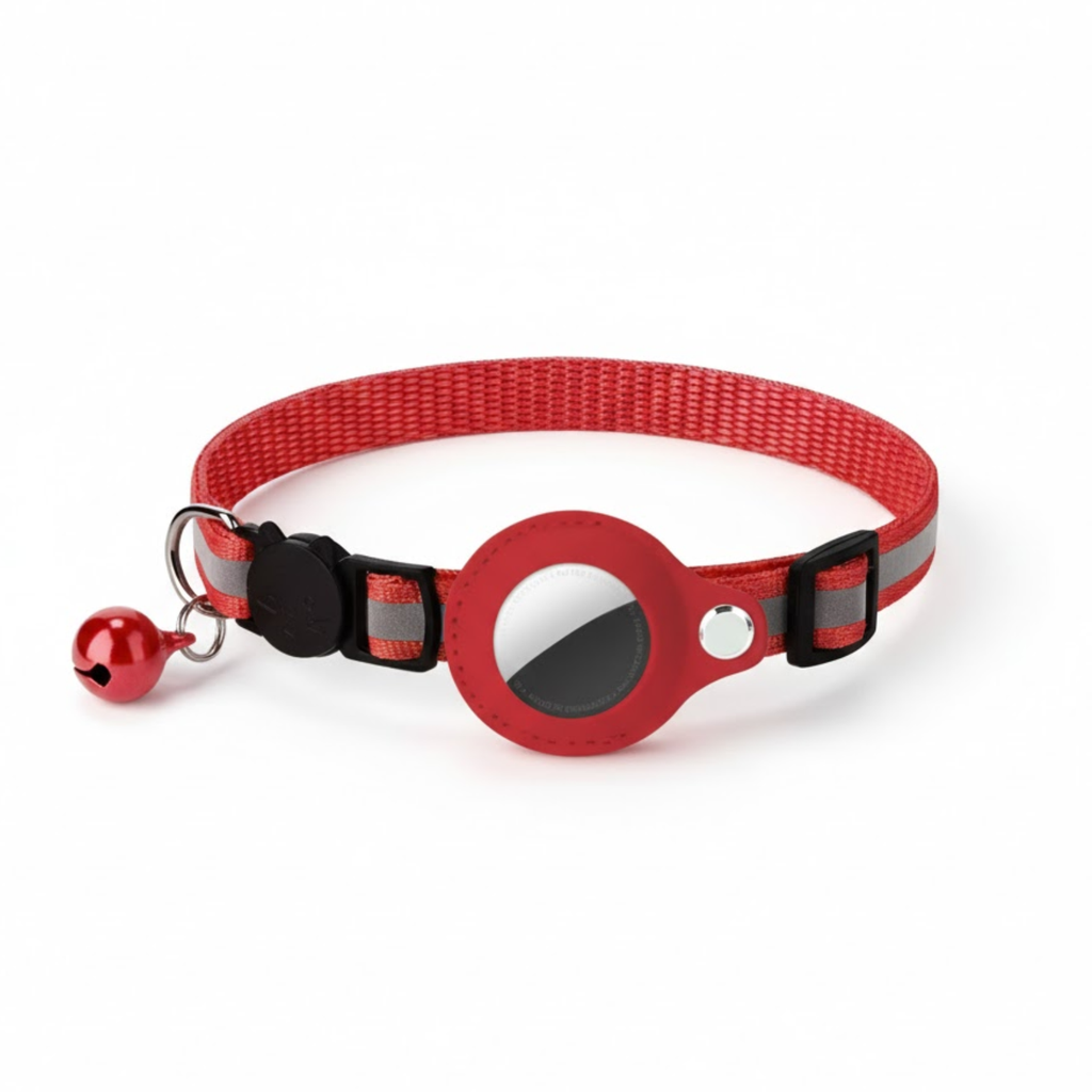 Reflective Cat AirTag Collar with Breakaway Buckle Bell and GPS Tracker Case