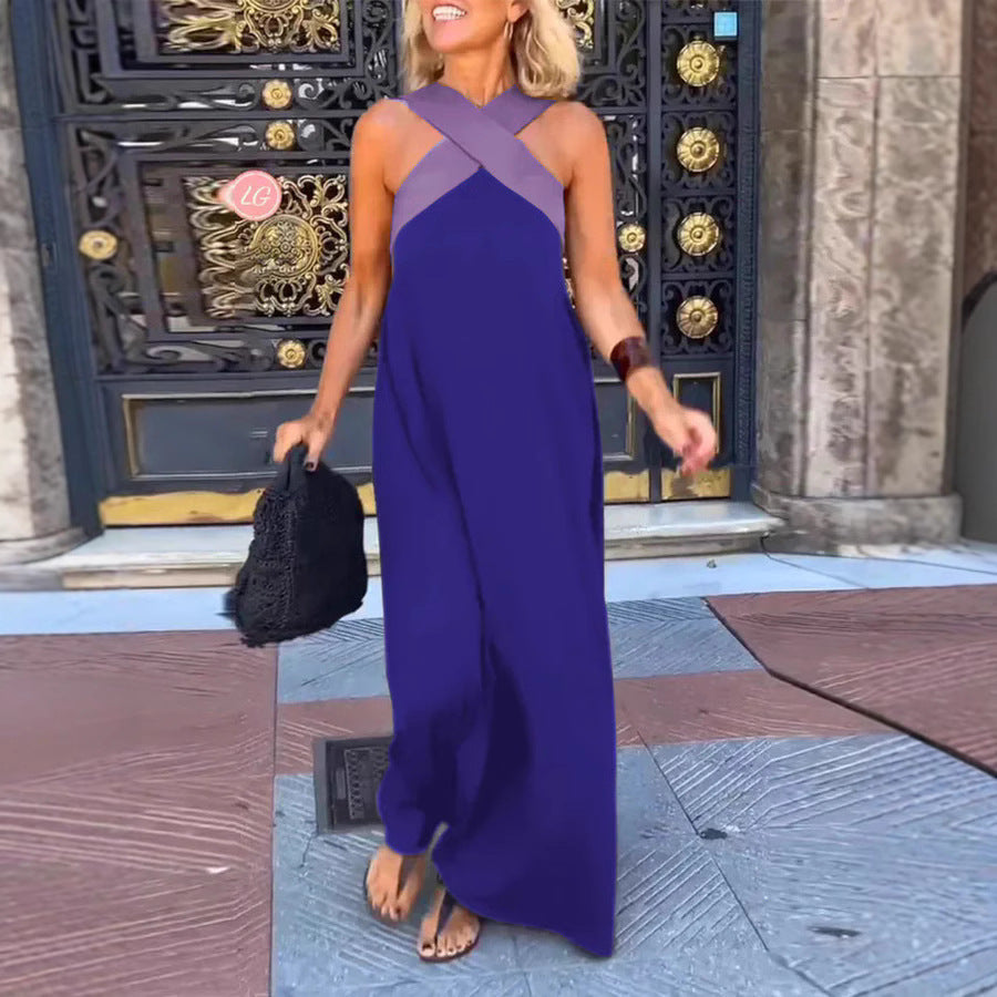 Women's Maxi Dress Cross Neck Sleeveless Summer