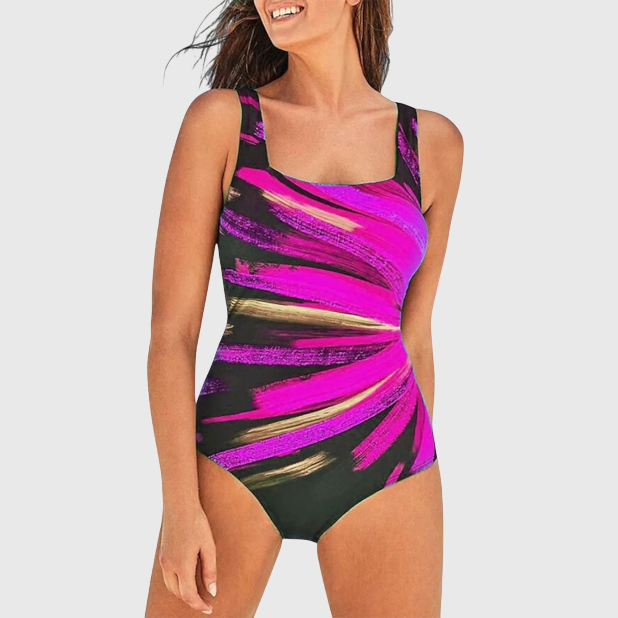 Printed one-piece swimsuit | shaping bathing suit for swimming