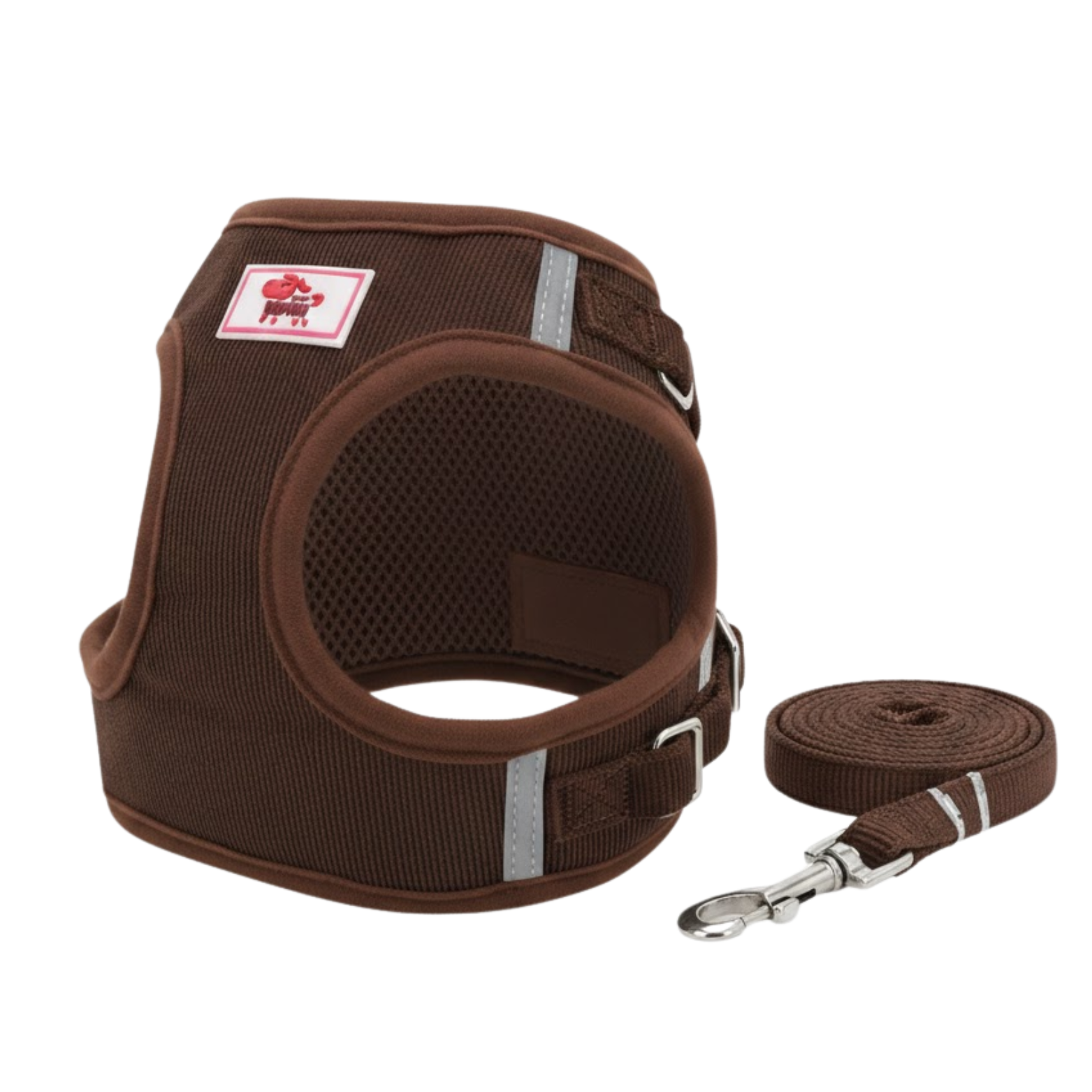 Reflective Breathable Corduroy Dog Harness and Leash Set with Nylon Chest Strap