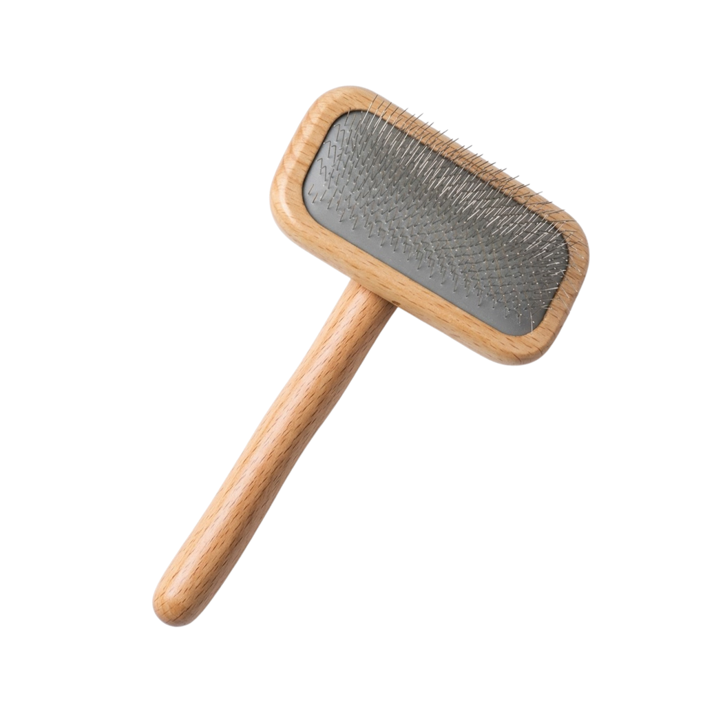 Dog Pin Brush with Wooden Handle Professional Pet Grooming Needle Comb for Hair