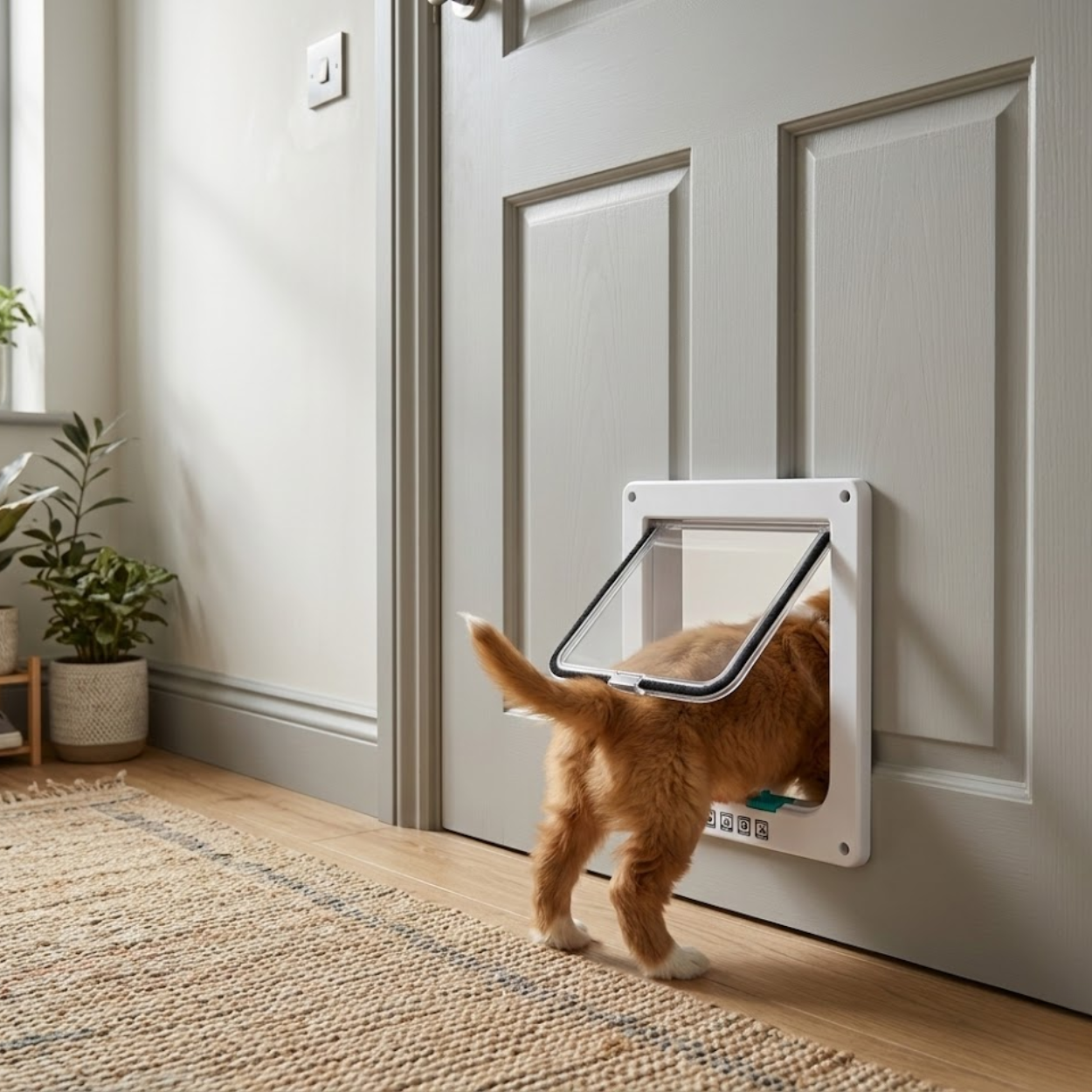 Cat Flap Door ABS Plastic 4 Way Locking Security Pet Gate for Dogs and Kittens