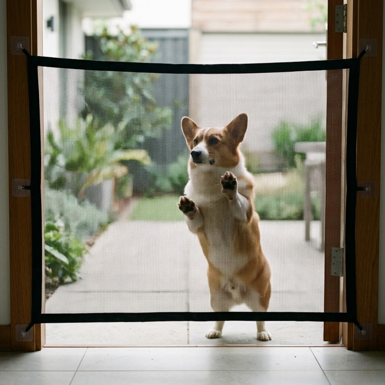 Pet Safety Mesh Gate Folding Portable Dog Barrier for Stairs and Doorways