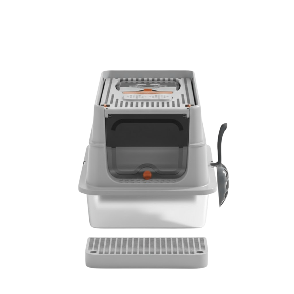 Stainless Steel Cat Litter Box Extra Large Enclosed High Fence Semi-Closed Pet Toilet