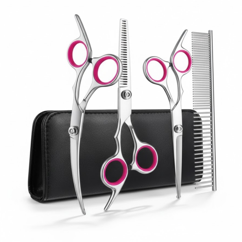 Dog Grooming Scissors Set Stainless Steel Round Tip Safety Shears with Trimming Comb