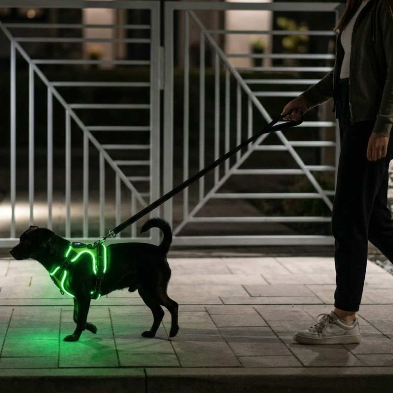 LED Luminous Dog Harness USB Rechargeable No Pull Reflective Nylon Pet Vest Harness