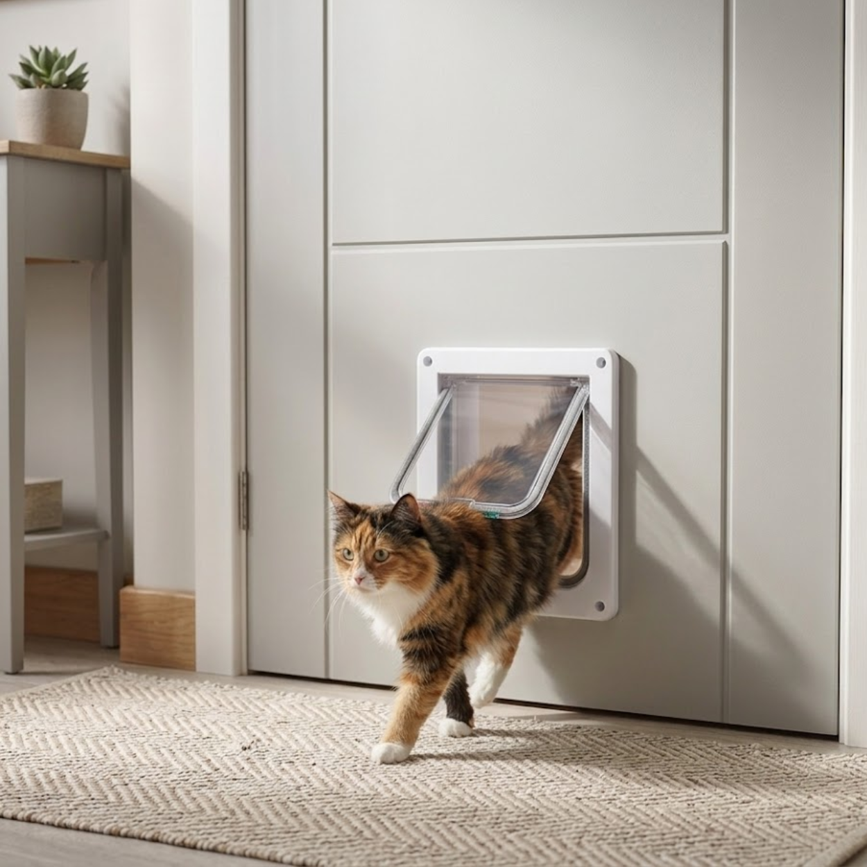 Cat Flap Door ABS Plastic 4 Way Locking Security Pet Gate for Dogs and Kittens