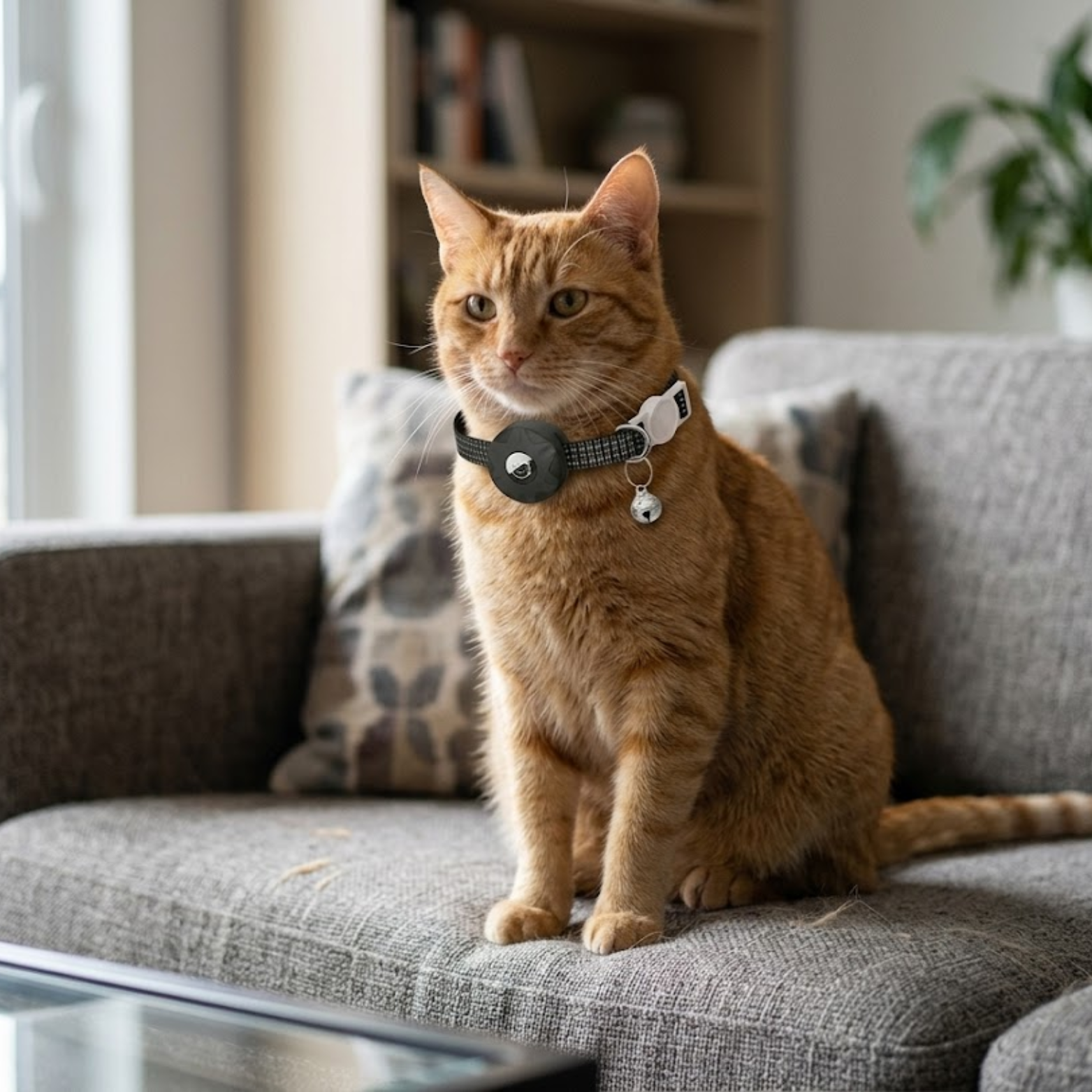 Reflective Cat Collar with Integrated GPS Tracker Holder and Breakaway Safety Buckle