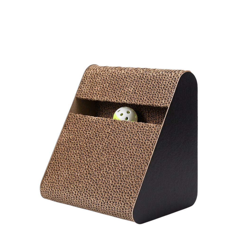 Triangular Cat Scratcher Cardboard with Rotating Balls for Indoor Kittens