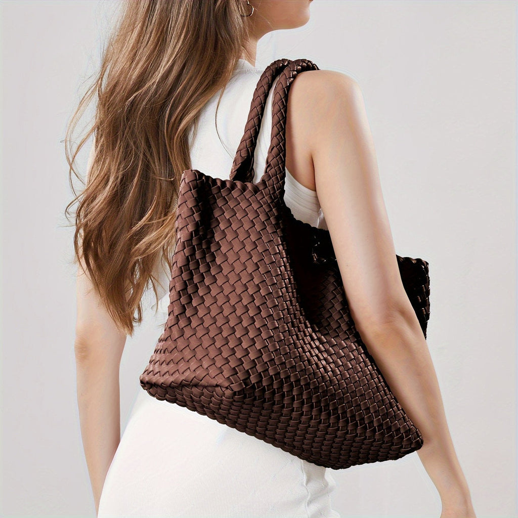 Large woven women's tote bag shoulder