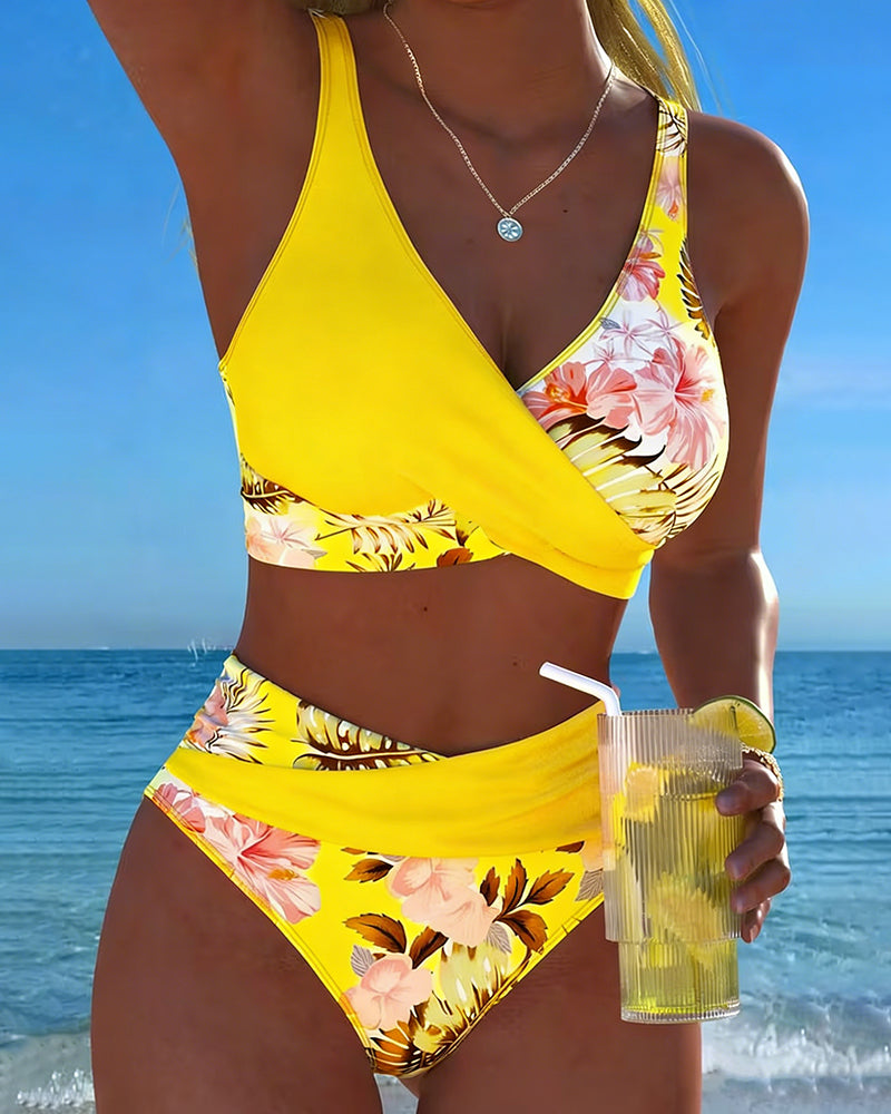 Floral Print Split Bikini Set