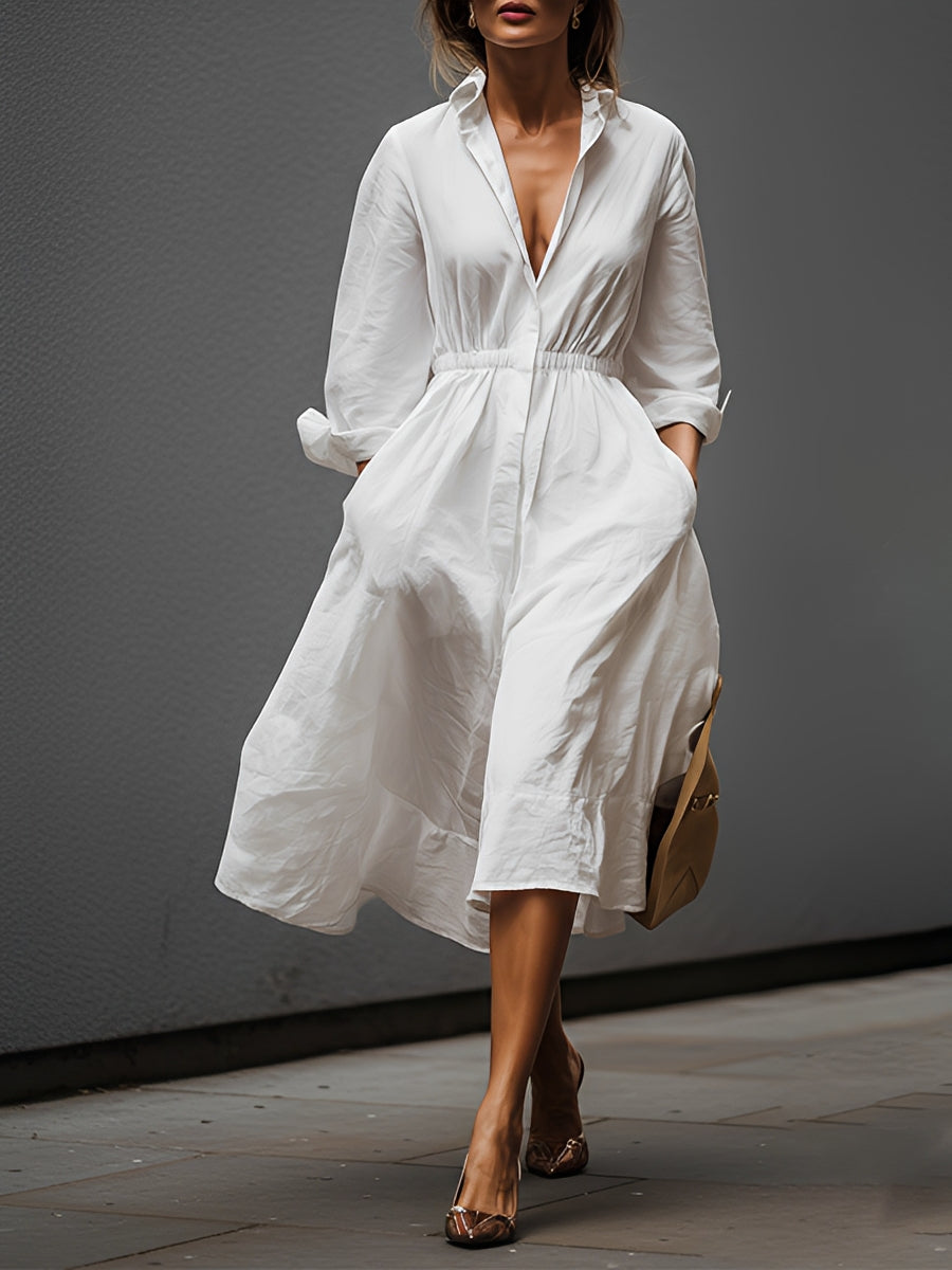 Linen Midi Shirt Dress