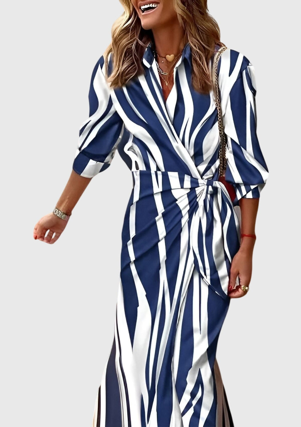 Midi wrap dress | printed collar dress for daily wear