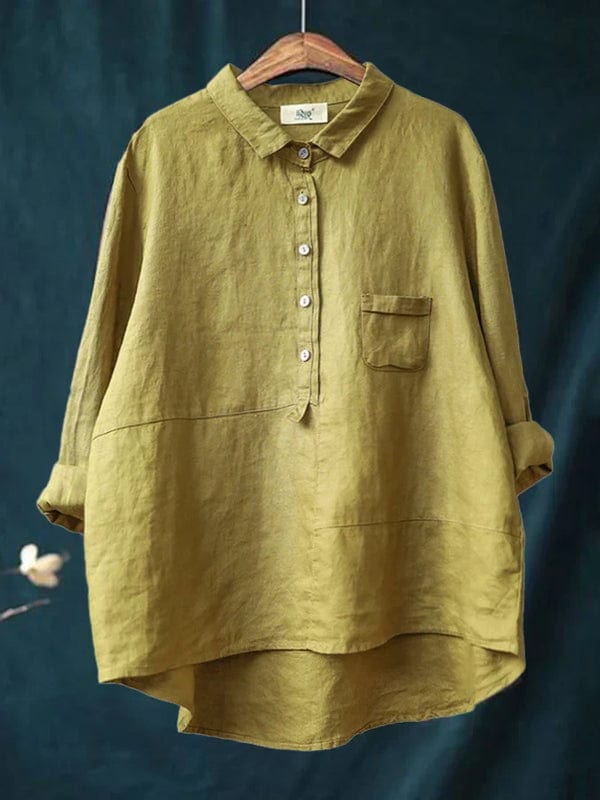 Women’s button up blouse — asymmetrical hem shirt | casual wear