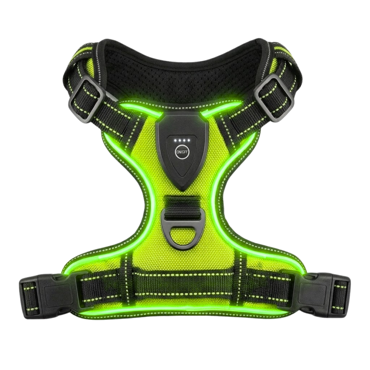 LED Luminous Dog Harness USB Rechargeable No Pull Reflective Nylon Pet Vest Harness
