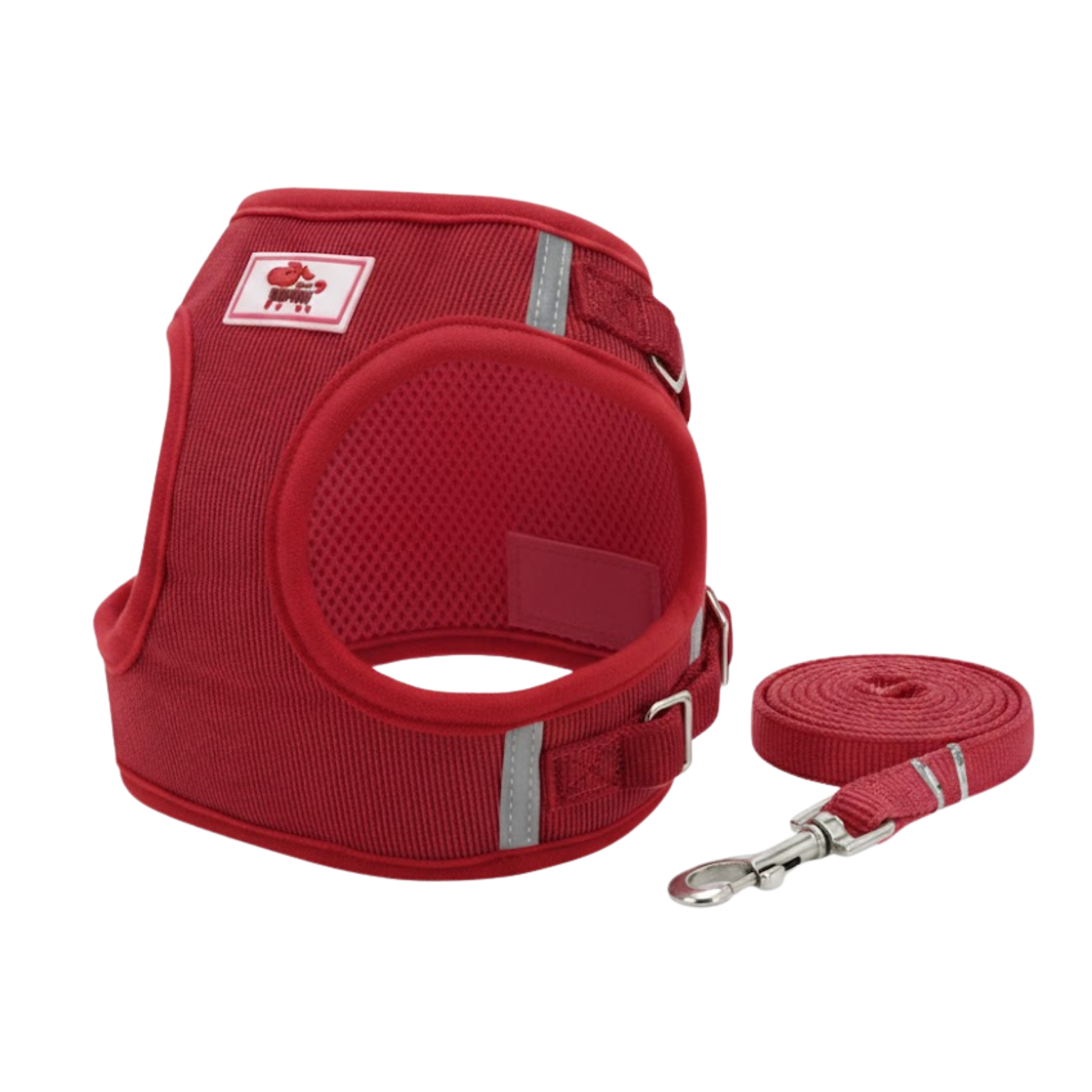 Reflective Breathable Corduroy Dog Harness and Leash Set with Nylon Chest Strap
