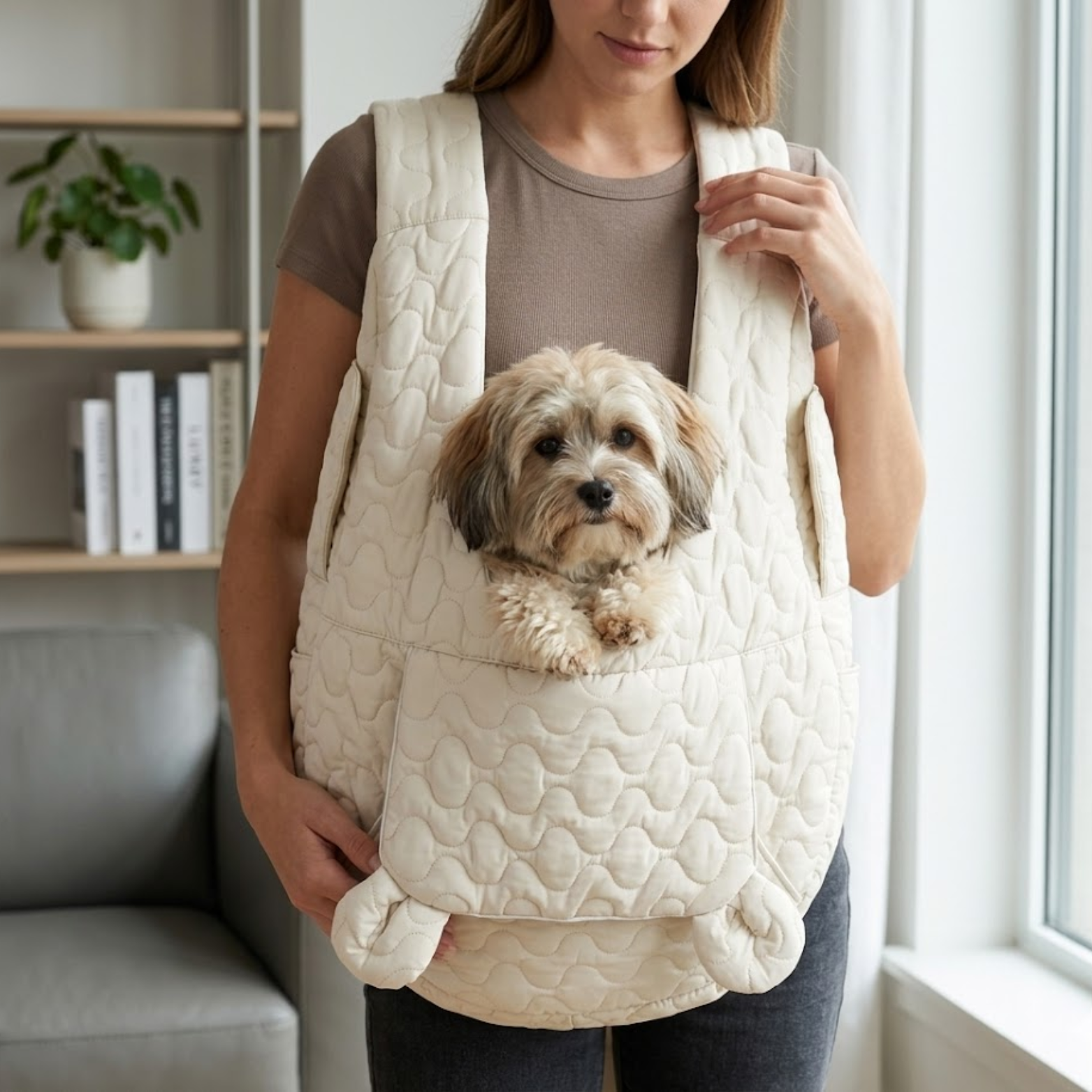 Pet Carrier Bag Waterproof Cotton Chest Pack for Small Dogs and Cats with Straps