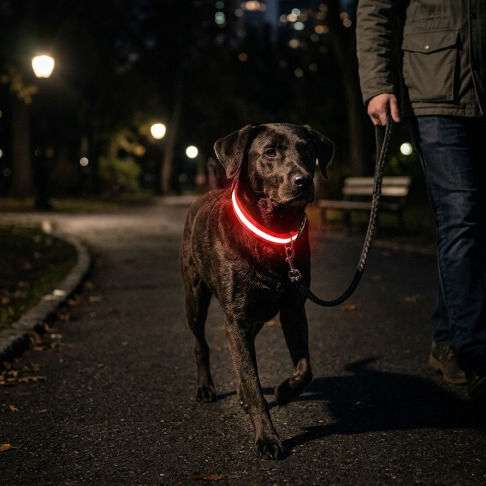 LED Dog Collar Nylon Rechargeable Glow in the Dark Night Safety Flashing Light