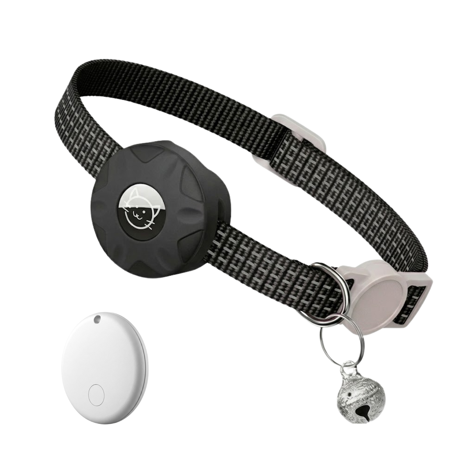 Reflective Cat Collar with Integrated GPS Tracker Holder and Breakaway Safety Buckle