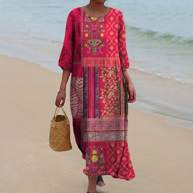 Women's bohemian maxi dress | cotton ethnic print for summer outings