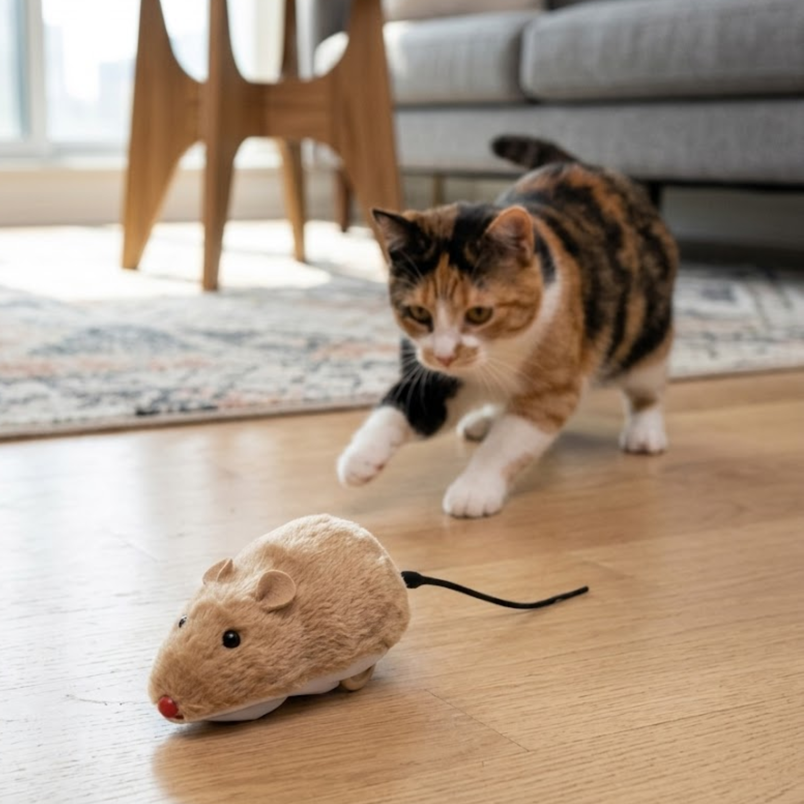 Lifelike Plush Mouse Running Toy for Cats and Dogs Interactive Moving Rat Pet Supply