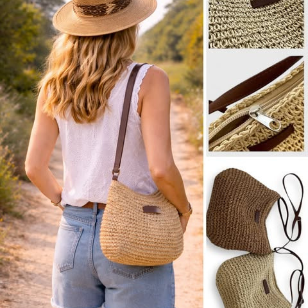 Natural Woven Straw Handbag