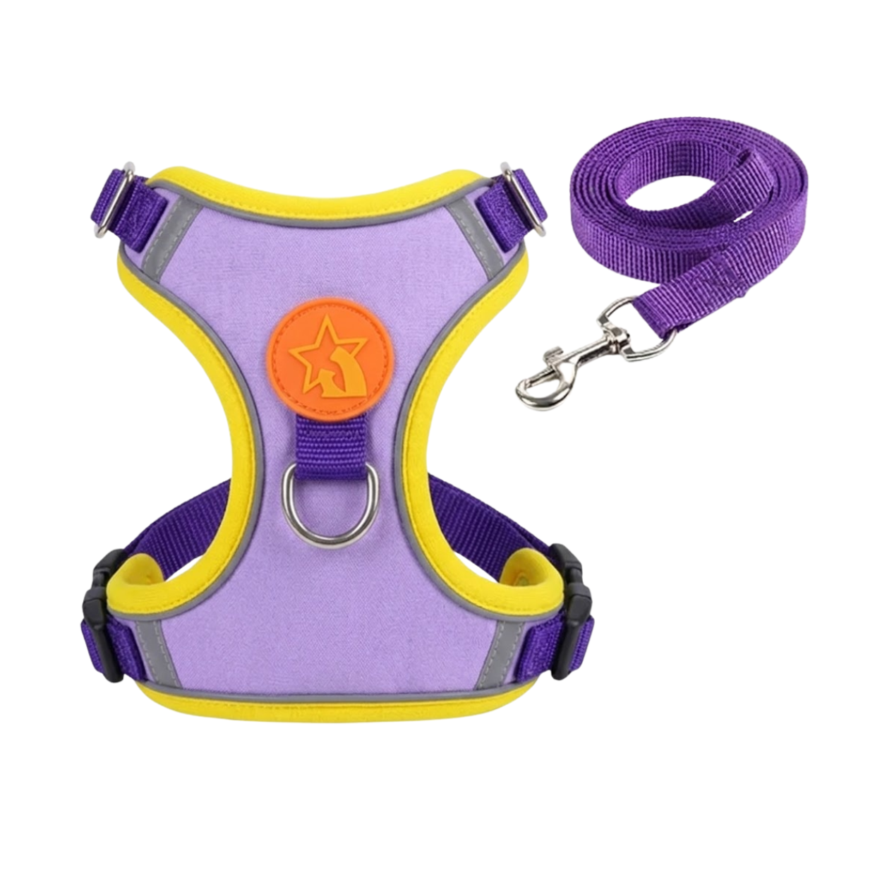 Reflective Nylon Dog Harness and Leash Set with Breathable Soft Mesh Lining