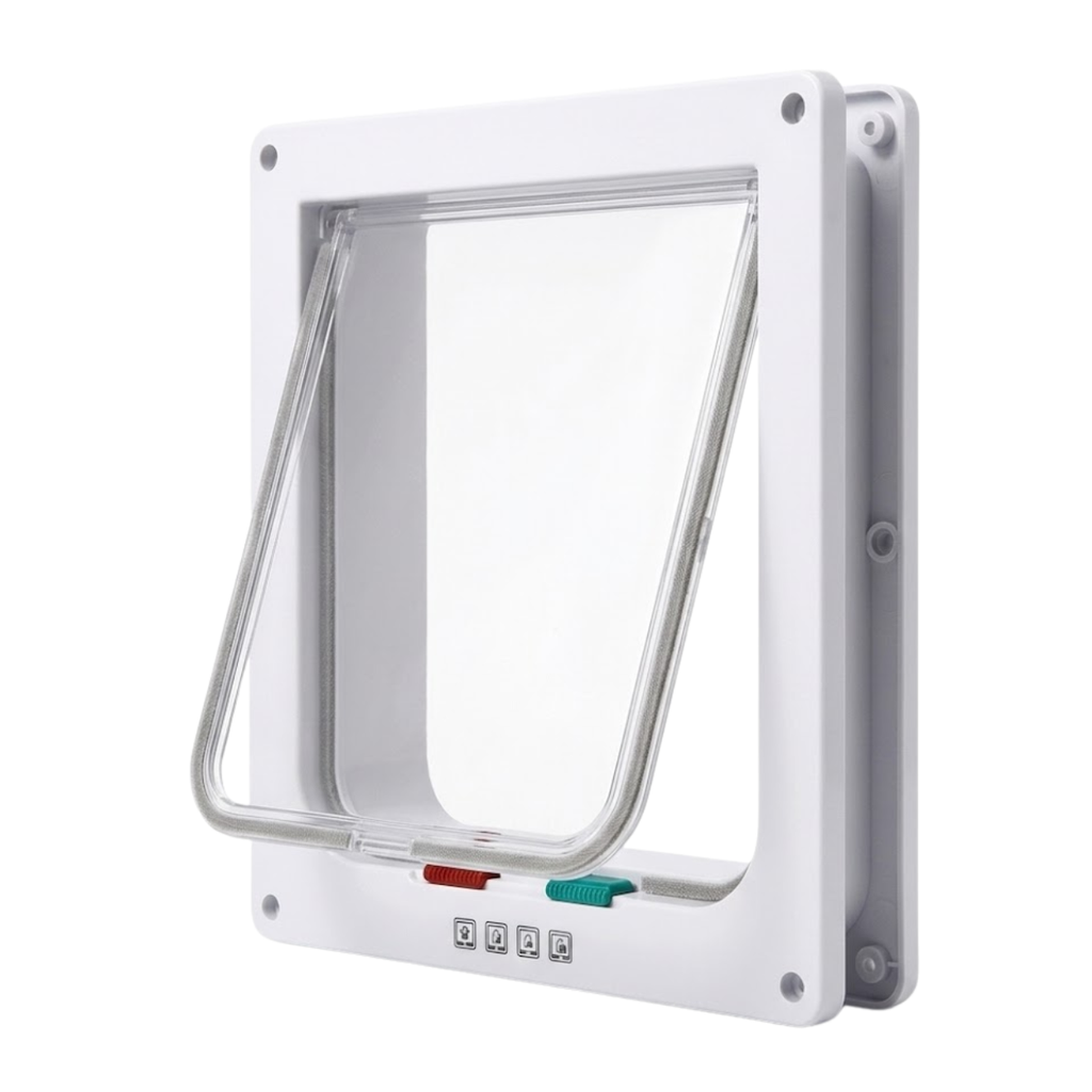 Cat Flap Door ABS Plastic 4 Way Locking Security Pet Gate for Dogs and Kittens