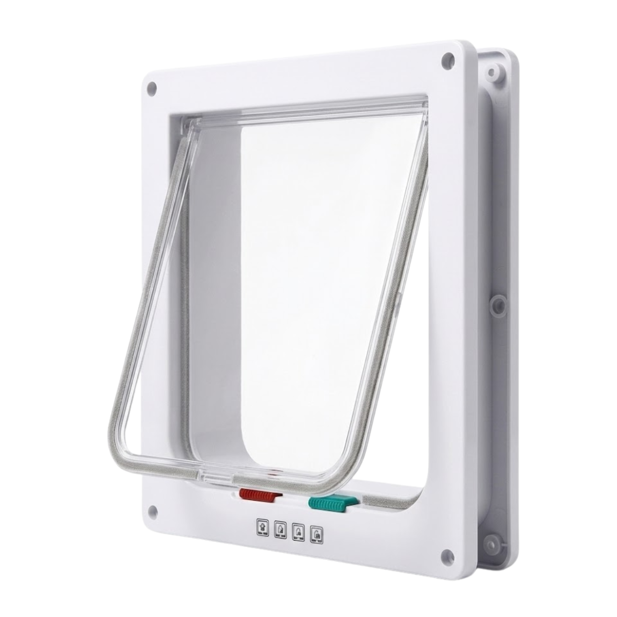 Cat Flap Door ABS Plastic 4 Way Locking Security Pet Gate for Dogs and Kittens