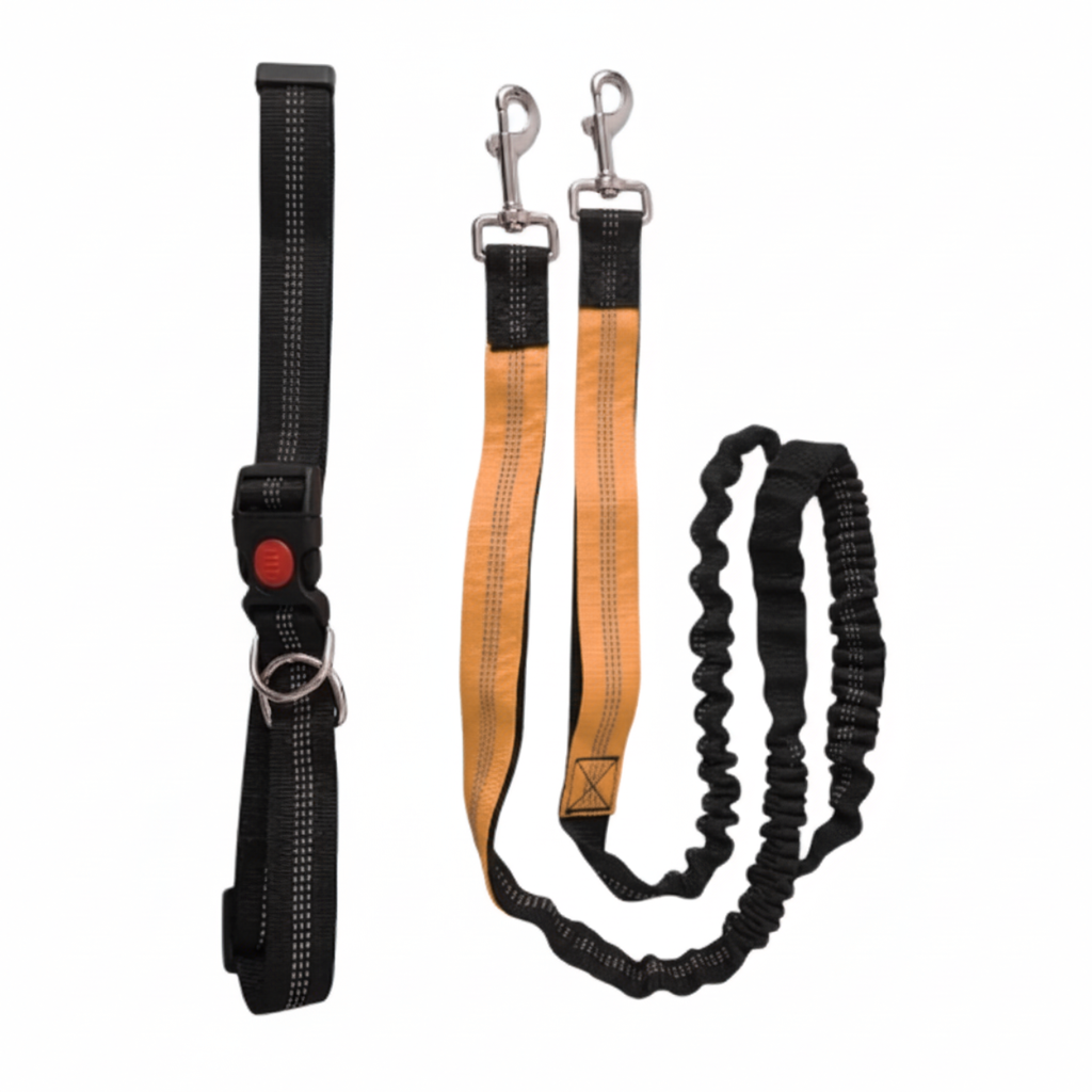 Hands Free Dog Leash Adjustable Waist Belt Reflective Bungee Leash Polyester Blend