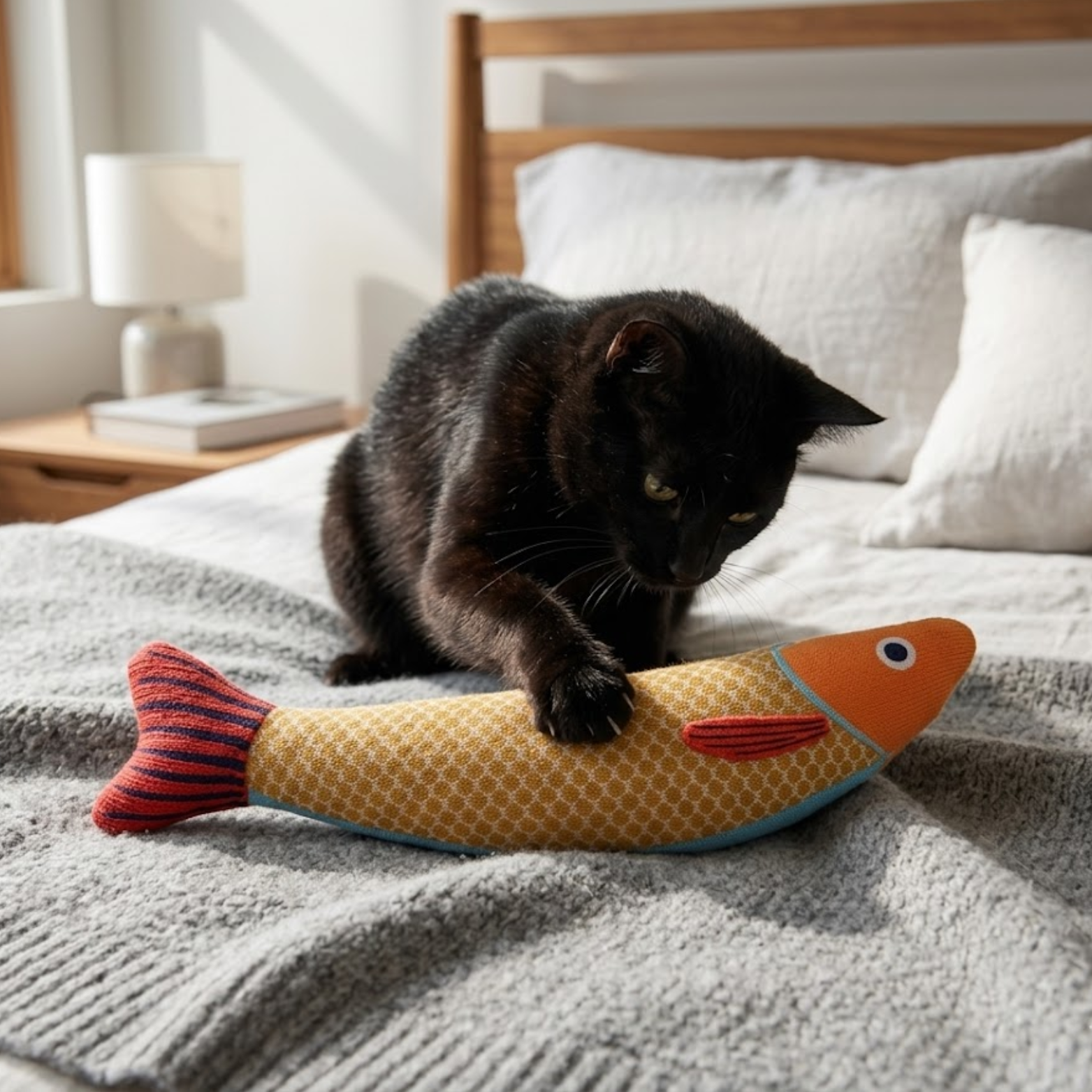 Plush Cat Kicker Toy with Catnip and Crinkle Sound for Interactive Indoor Play