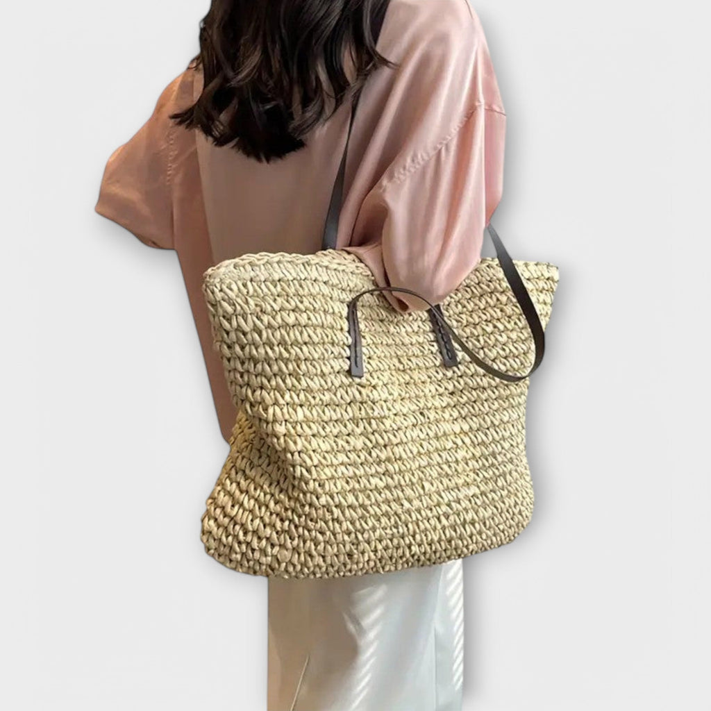 Woven Straw Tote Handbag