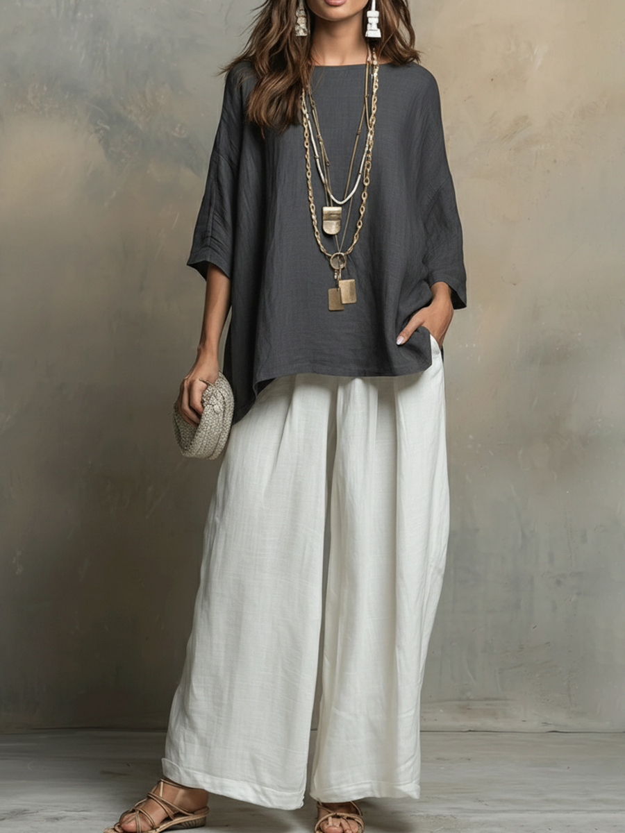 Women's Linen Shirt and Pants Set