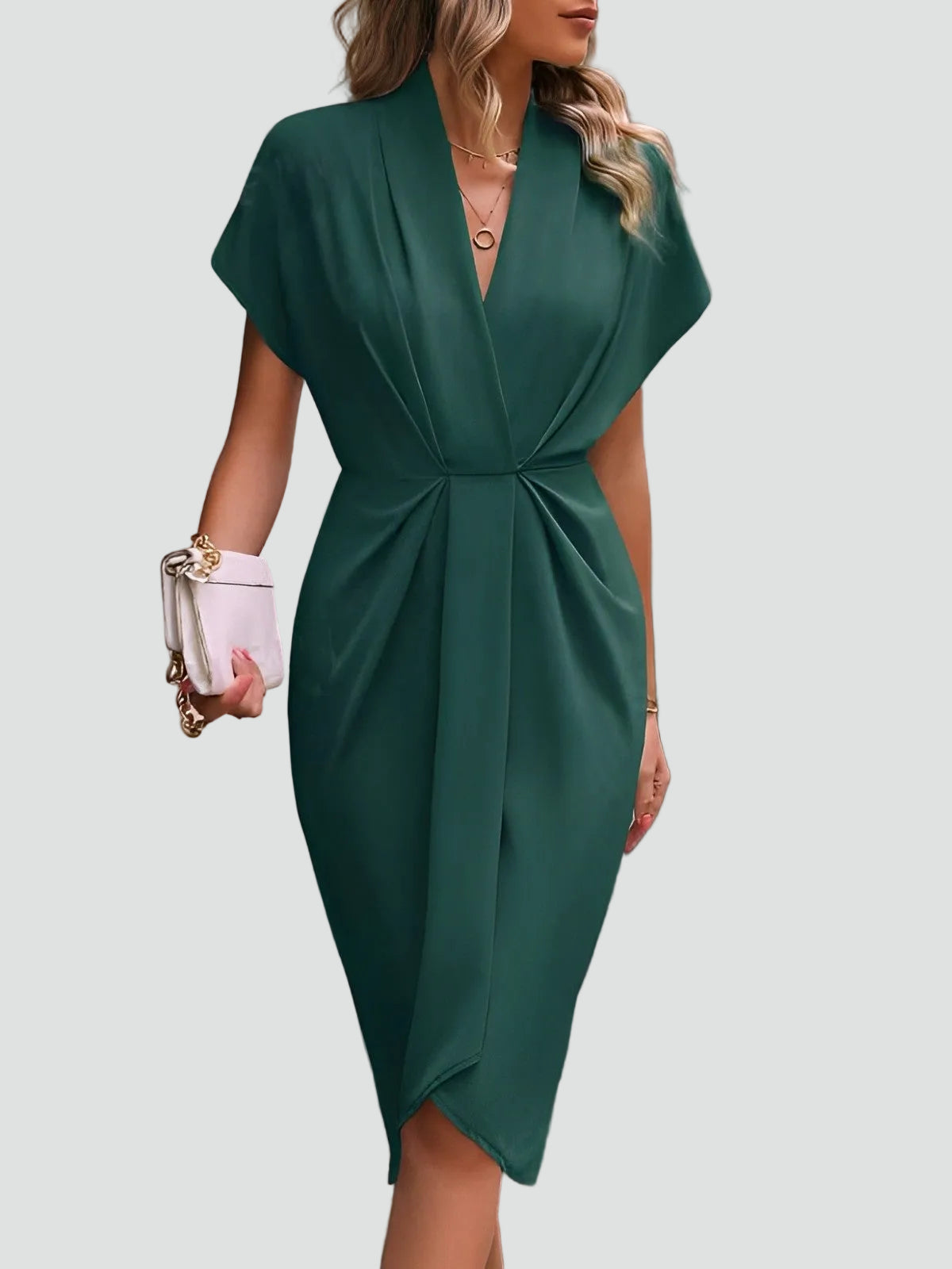 V-Neck Tailored Wrap Dress