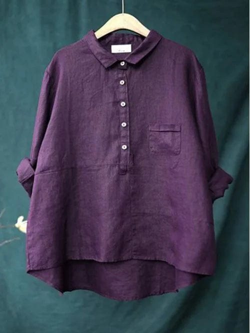 Women’s button up blouse — asymmetrical hem shirt | casual wear