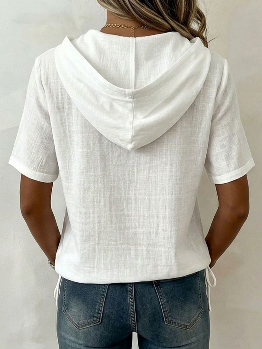 Hooded Linen Shirt For Women