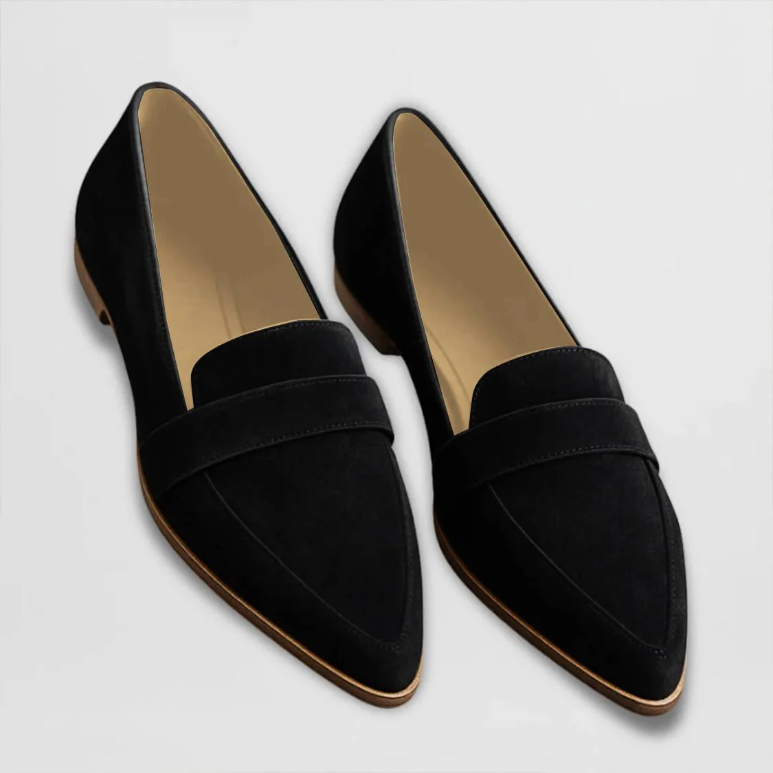 Women’s suede loafers — pointed-toe slip-on footwear